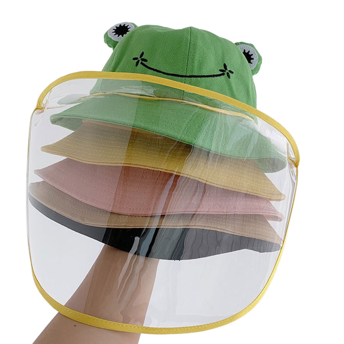 Adult Children Cute Cartoon Frog Outdoor Protective Hats Caps with Removable Anti-saliva Anti-droplet Dust-proof Full Face Cover