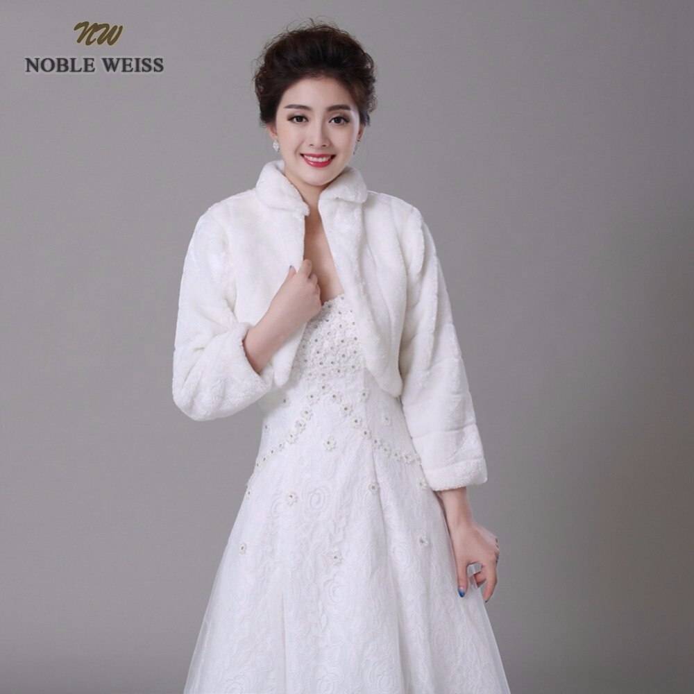 long sleeve wedding jacket Bride cape winter bride fur shawl bolero women wedding coat ivory color