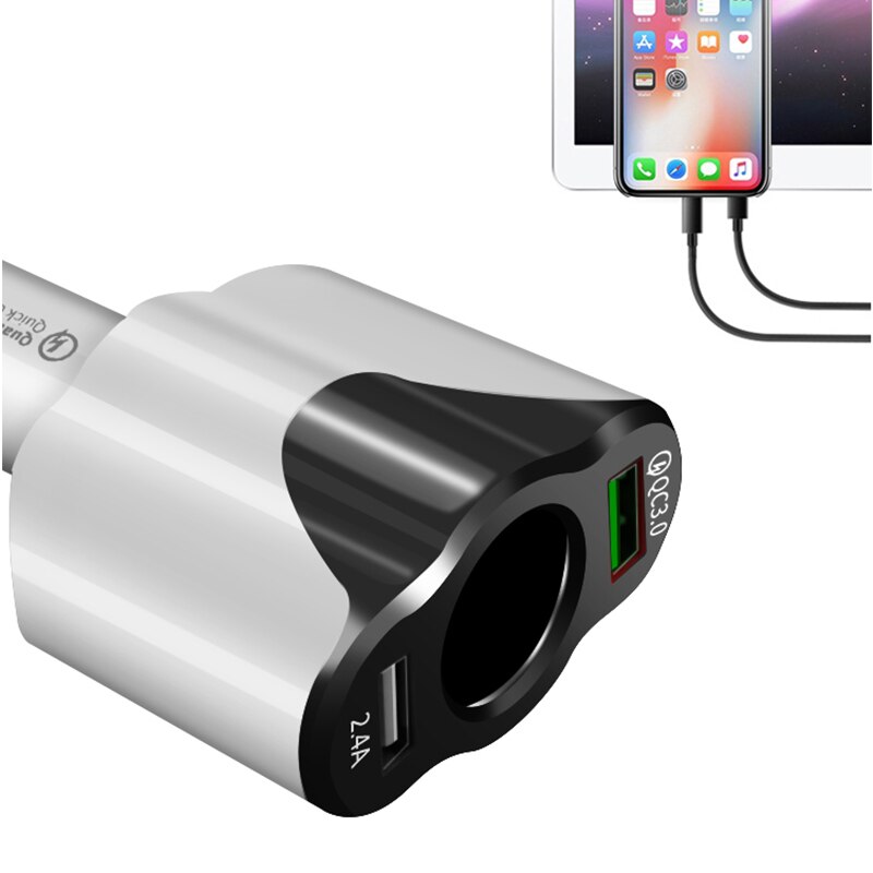 120W adaptador de cargador de coche USB voltímetro de carga rápida encendedor de cigarrillos divisor de enchufe para teléfono tableta GPS DVR