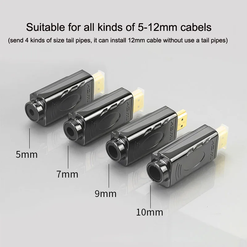 HDMI Solderless Male connector HDMI Free Welding Head Connector 4K HD Line Repair Solderless Male Plug with Metal/Plastic Cover