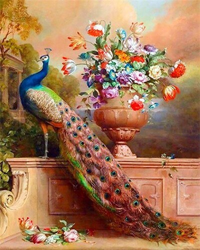 EverShine Painting By Numbers Animals Canvas Wall Set Paint By Numbers For Adults Peacocks Drawing Art: SZES-970