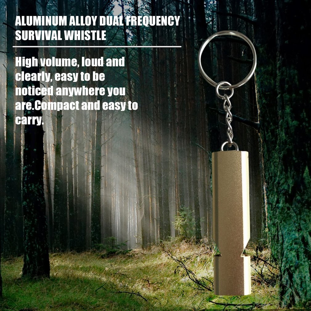 Dobbeltrør høy desibel aluminiumslegering fløyte nødoverlevelse fløyte cheerleading fløyte camping fottur tilbehør verktøy