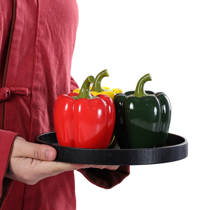 Pepper Shape Ceramic Tea Pot Ceramic Sealed Storage Tank Table Decoration Storage Containers Kitchen Seasoning Porcelain Jar