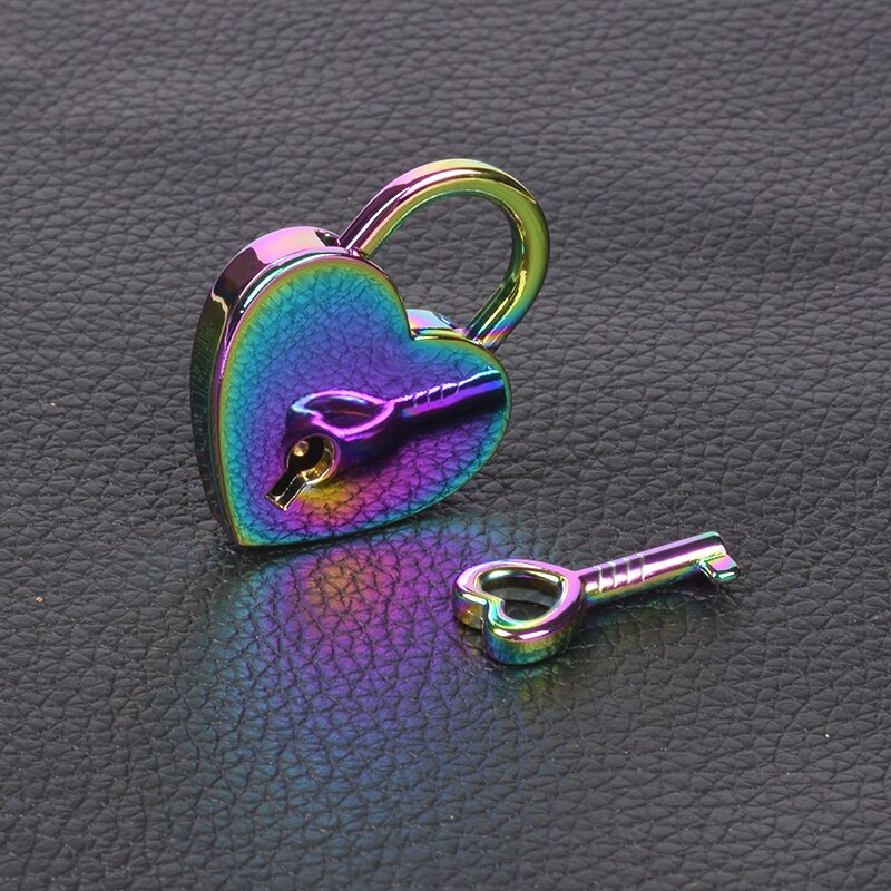 Regenbogen Farbe Herz Schloss Mit Schlüssel, Metall Vorhängeschloss Herz form 45x59mm Mit Hoher: rainbow color M