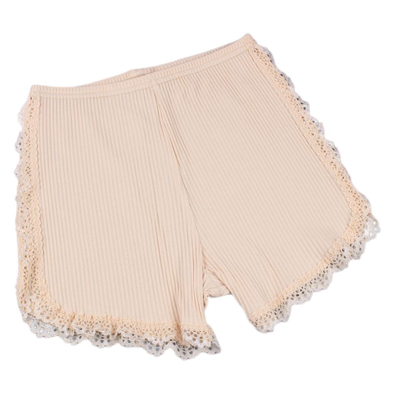 Mujeres niñas hilo acanalado tejer Braga pantalón de protección de Color sólido elástico sin costuras pantalones de encaje Trim empalme algodón Underpants