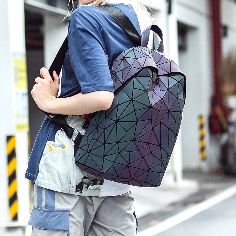 DIOMO lumineux irrégulier Triangle grande capacité école voyage sac à dos pour les femmes sac à dos femme ordinateur portable sac à dos coréen