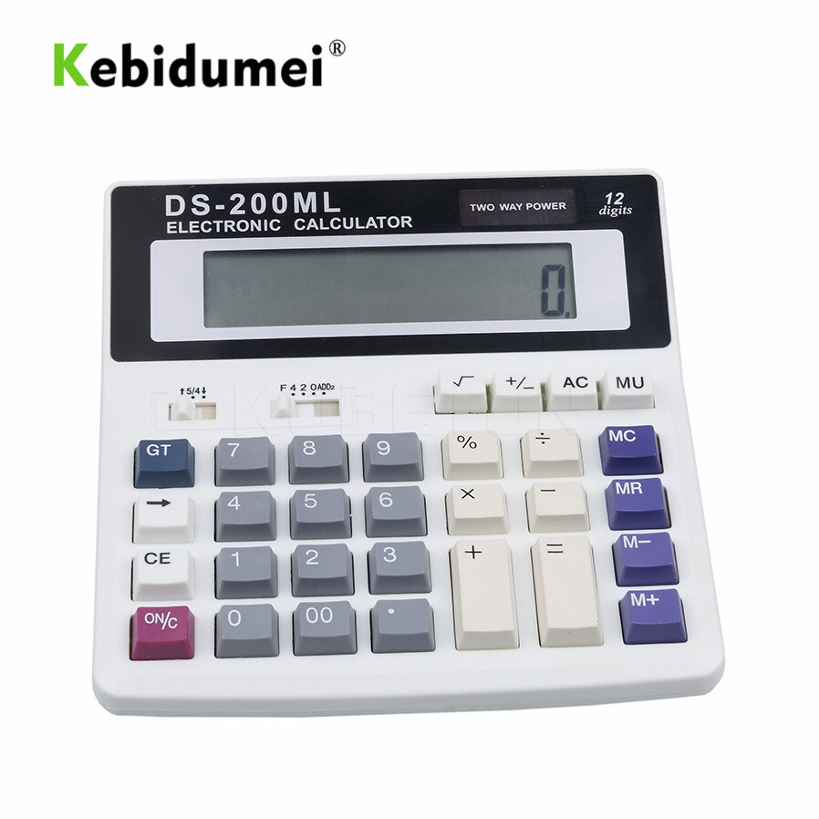 kebidumei Big Buttons Office Calculator Large Computer Keys Muti-function Computer Battery Calculator DS-200ML 12 Digits: Default Title