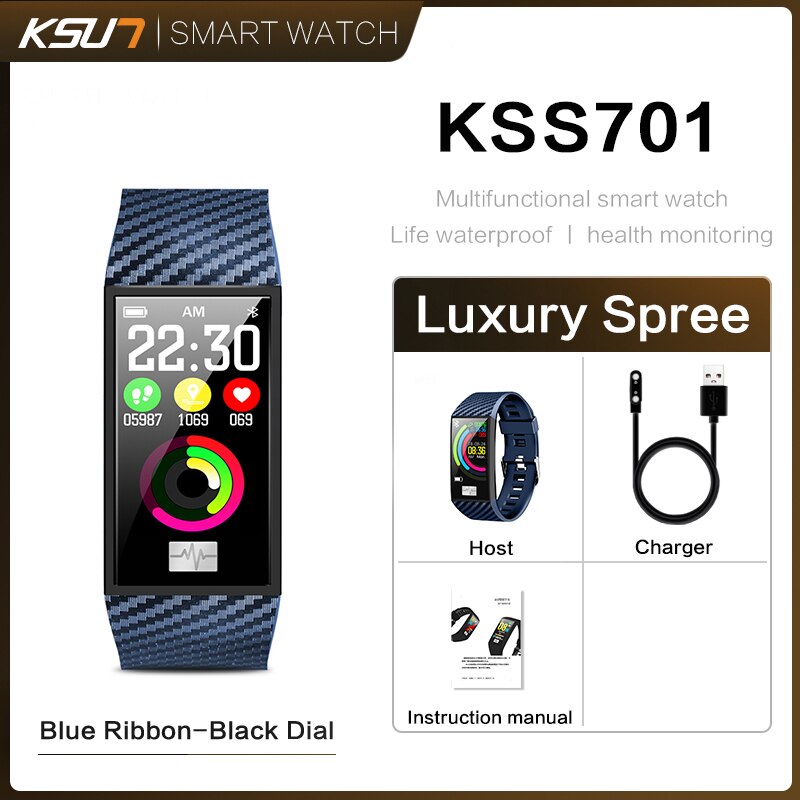 Ksun KSS701 Smart Horloge Fitness Armband Miband Band 3 Grote Touch Screen Oled Bericht Hartslag Tijd Smartband: KSS701-BU