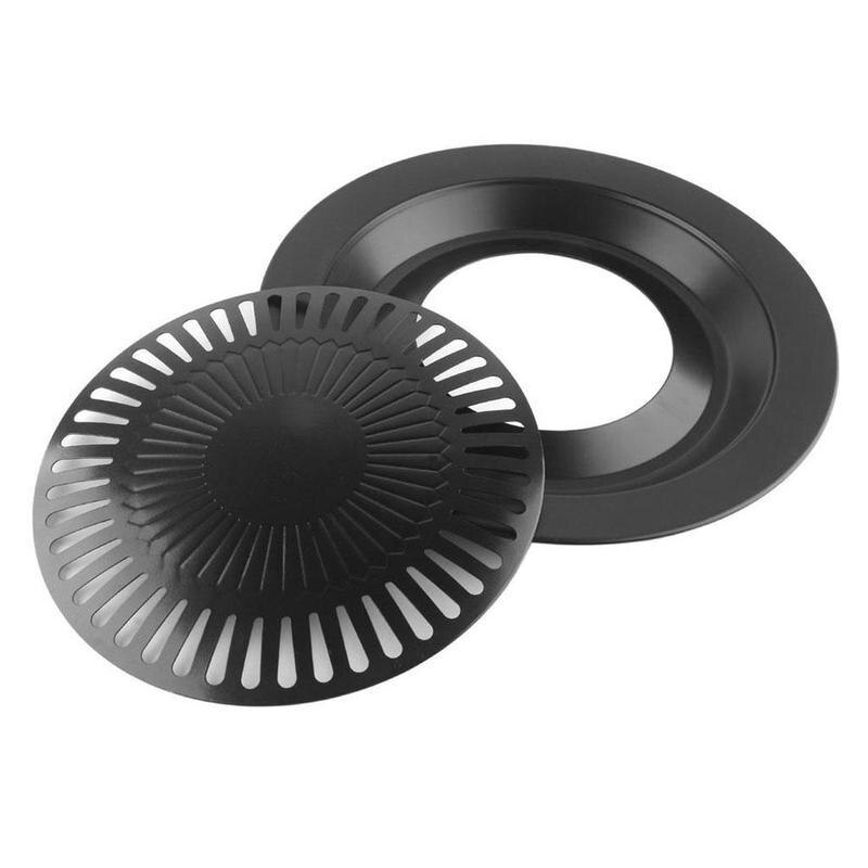 Korean Outdoor Barbecue Grill Non-Stick BBQ Grills Round Barbecue Accessories Steel Carbon Tools Pan Grills Easily Cleaned: Default Title