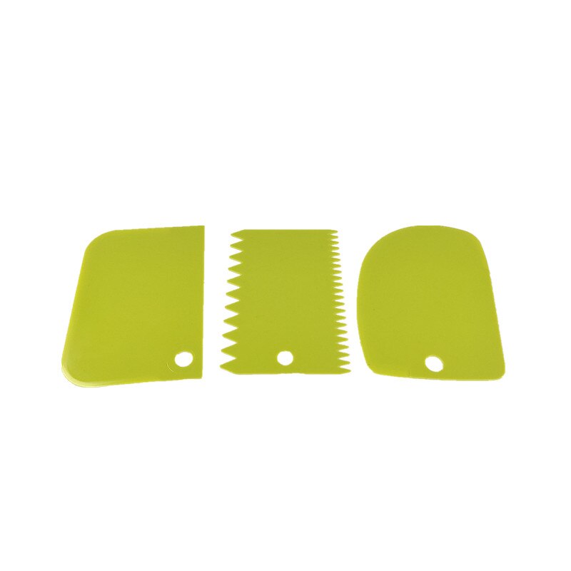 3PCS/Lot Dough Cake Cutter Slicer Spatula for Cake Cream Scraper Pasty Cutters Scraper Irregular Teeth Edge DIY Cake Tool: Green