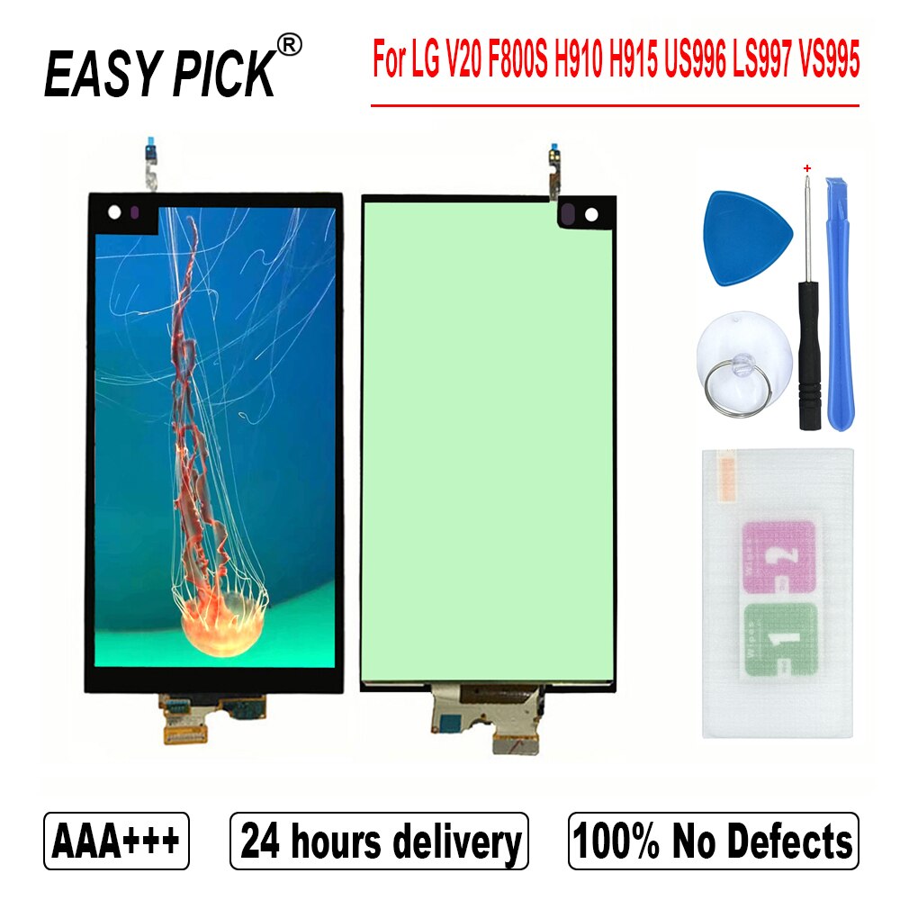 For LG V20 F800S F800L F800K H990DS H910 H918PR H915 H990N US996 H990TR LS997 VS995 LCD Display Touch Screen Digitizer Assembly: LCD No Frame ORIG