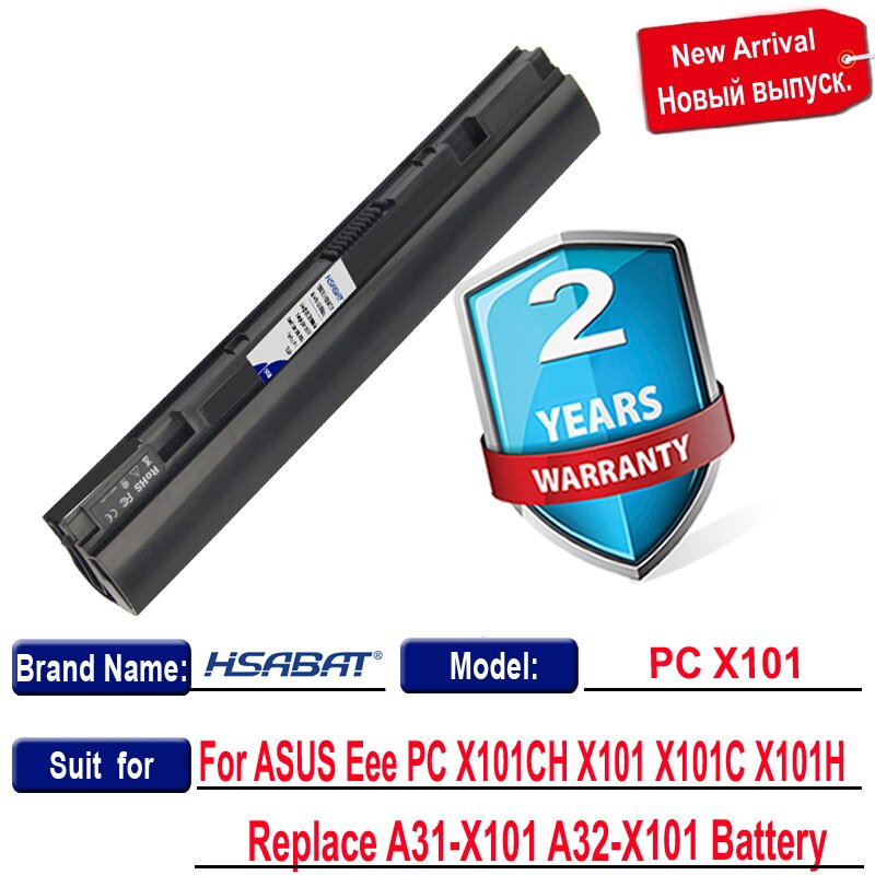 HSABAT 5600mAh Laptop Battery for ASUS Eee PC X101CH X101 X101C X101H Replace: A31-X101 A32-X101