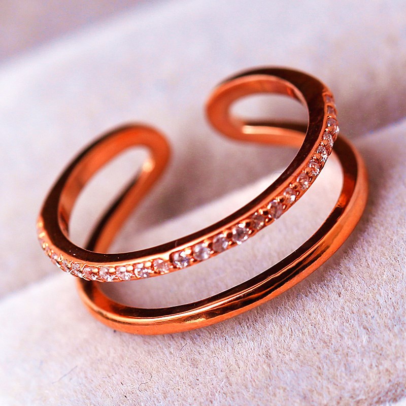 Wedding Rings Fire Double-layer Zircon Adjustable Charm Ladies Ring Engagement Christmas For Woman Female Jewelry