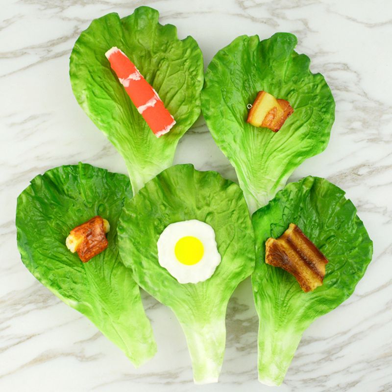 Hojas artificiales de lechuga vegetal, simulación de hojas falsas realistas para decoración de en casa, Festival de cocina