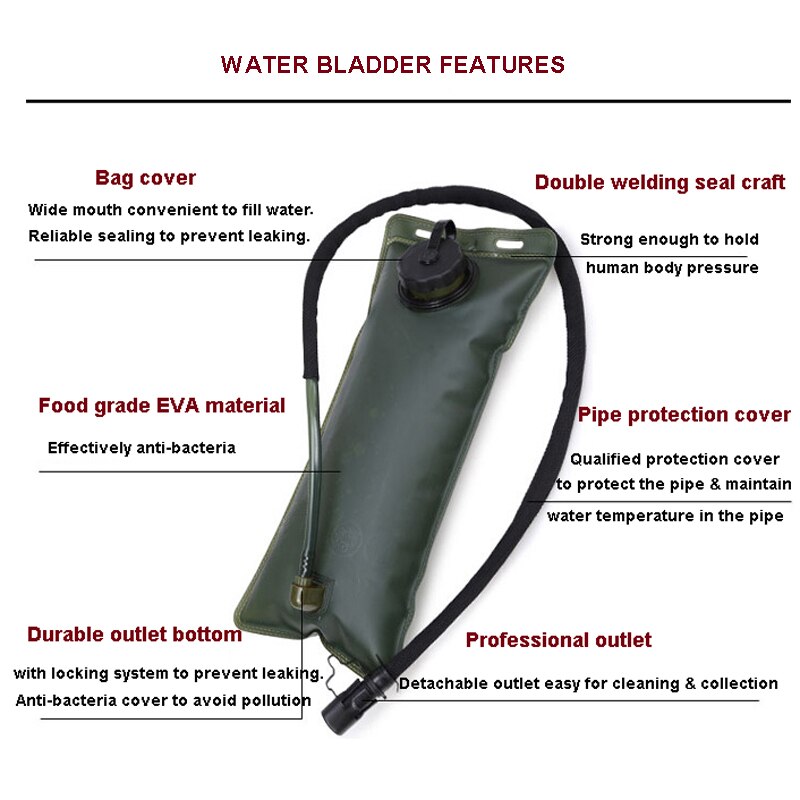 ULTRA-TRI Hydration Bladder 3L Water Storage Bag Reservoir Outdoor Sport Cycling Hiking Camping Hydration Pack System