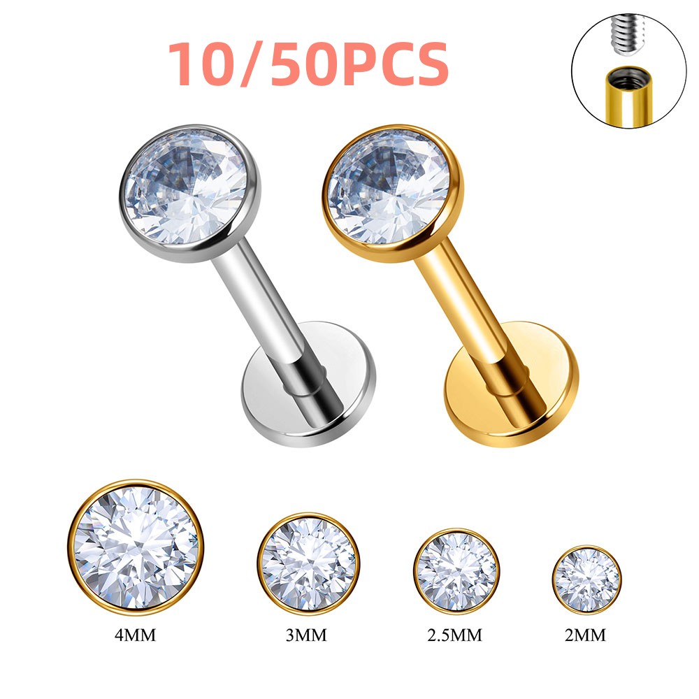 10/50 Uds G23 hilo interno de titanio en forma de taza cartílago de oreja uñas joyería perforada Simple y de uñas de oreja labio