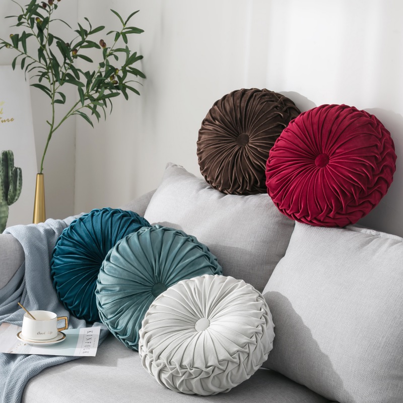 Geplooide Pompoen Sierkussen Europese Fluwelen Couch Kussen Vloer Kussen Decoratieve Handgemaakte Geplooide Wiel Pompoen Zitkussen