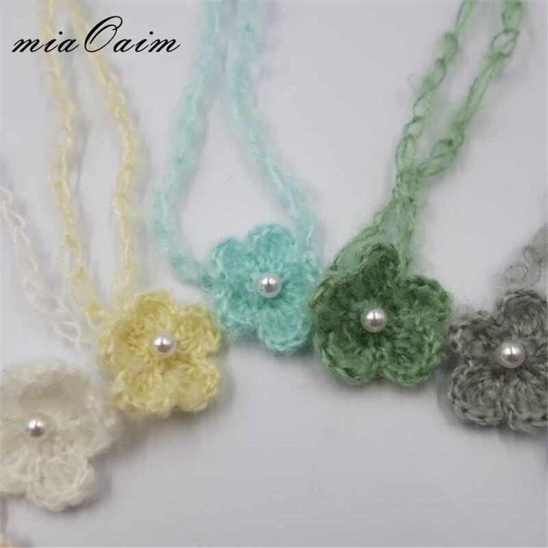 10 stks/partij Handcroche Mohair Baby Meisje Hoofddeksels Haarband Haar Decoratie Baby Shower Hoofdtooi Baby Fotografie Props