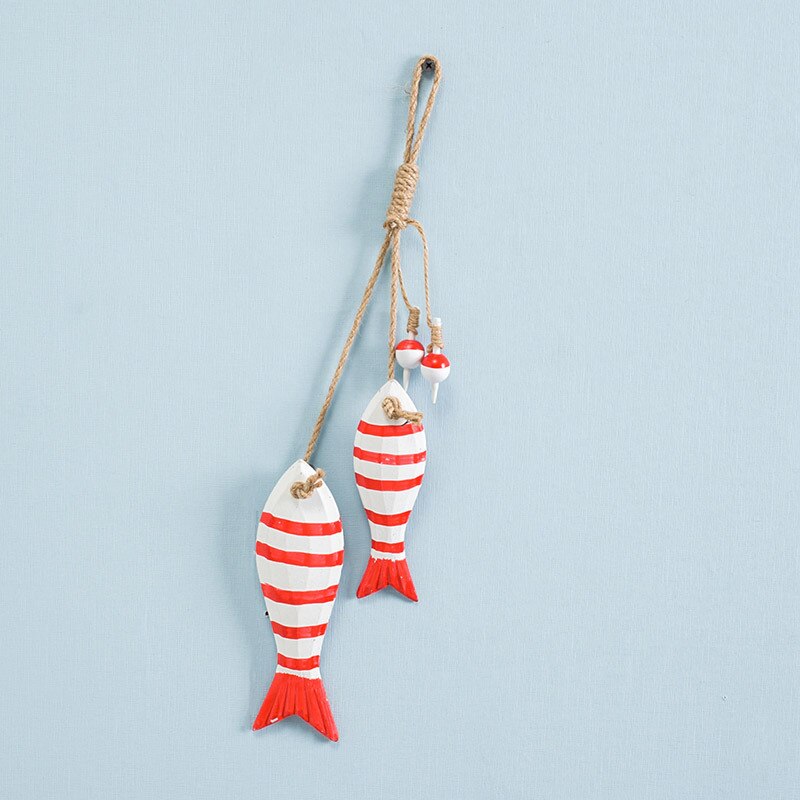 Handcraft Nautical Wood Fish Décor Coastal Wooden Fish Wall Hanging Door Home Garden Decoration