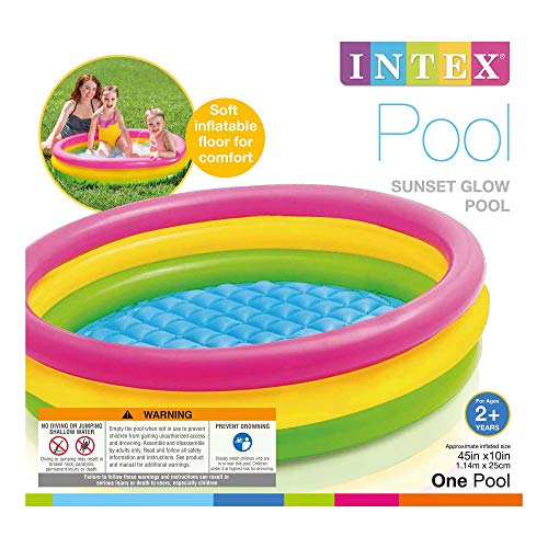 Intex Sunset Glow 45 &quot;x 10&quot; Soft Inflatable Colorful Kiddie 3 + Swimming Pool