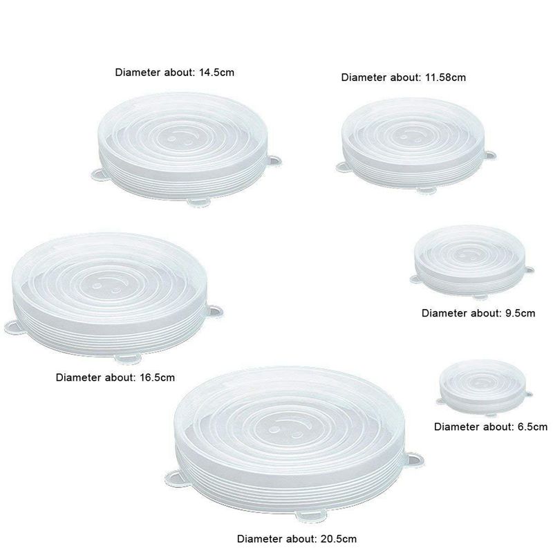 12 tapas de silicona elásticas reutilizables, tapas de silicona expandibles universales para almacenamiento de alimentos, aptas para microondas, horno y congelador.
