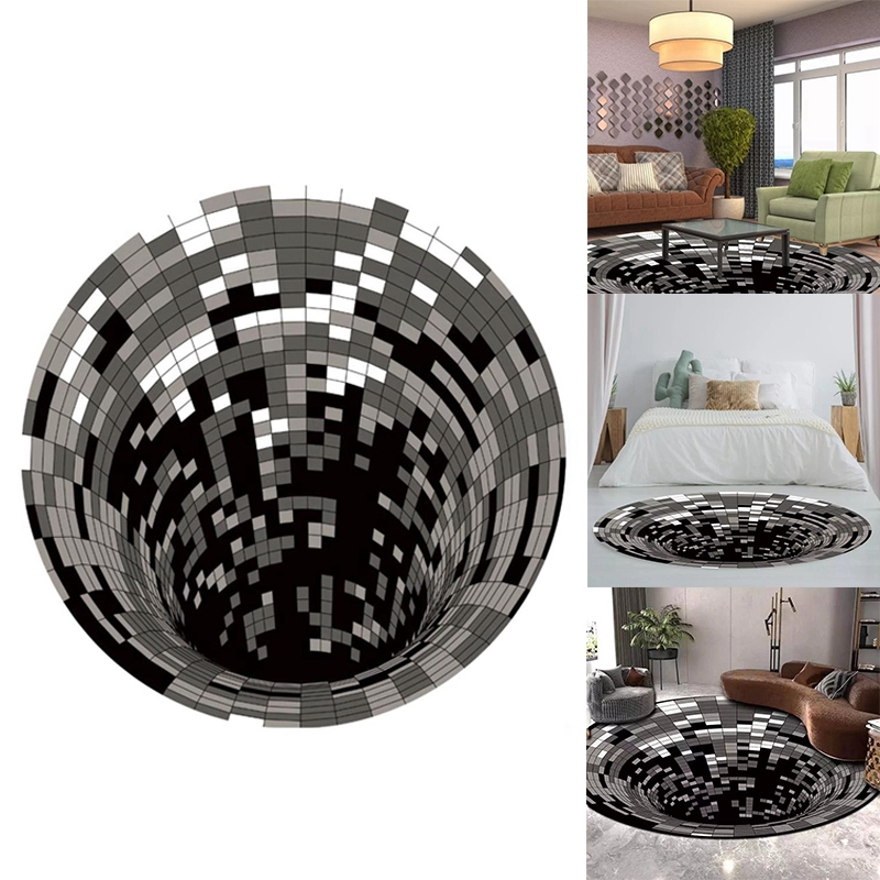 3D Swirl Print Optical Illusion Area Rug Carpet Floor Pad Doormat Home Decor