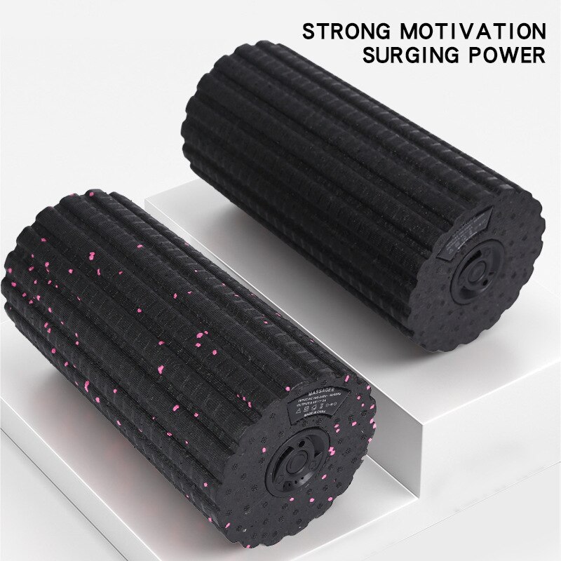 Rodillo de espuma eléctrico para masaje muscular, masajeador de alta intensidad con función recargable, rodillo vibrador de alta velocidad para Yoga