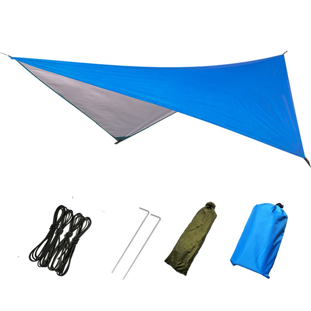 🚀 vandtæt camping presenning telt ultralet fodaftryk mutifunktionel bundtæppe picnic og strandmåtte med bæretaske: Blå / 230 x 140cm