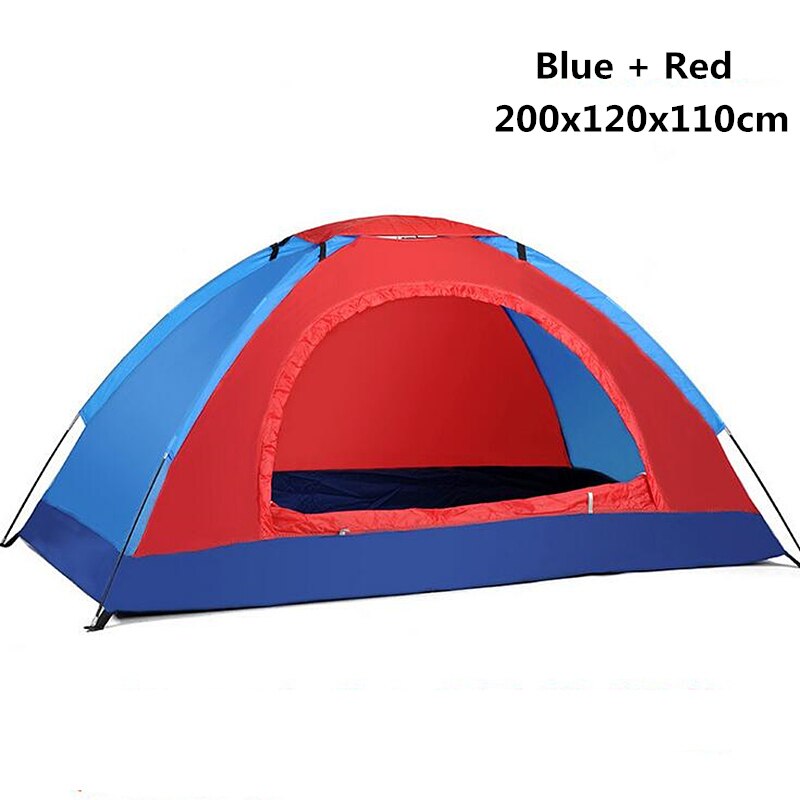 Tiendas de campaña al aire libre Camping impermeable portátil tienda de campaña anti-UV 2 Persona sombra de sol ultraligero tienda 200x120x110cm: Blue Red-1 Person