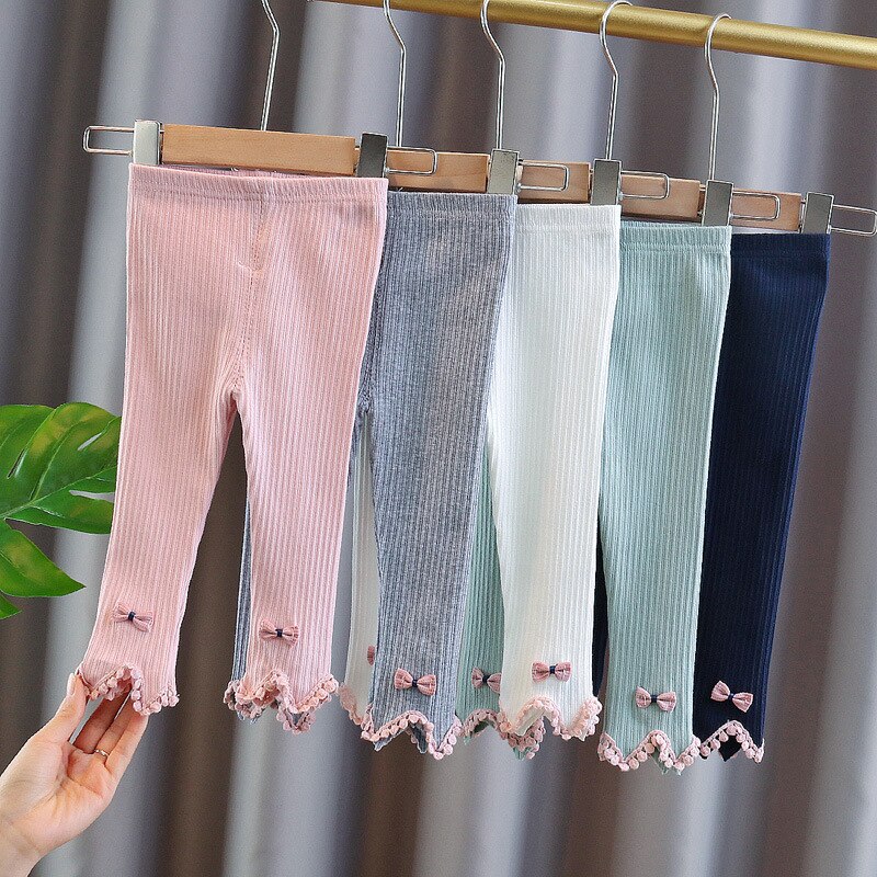 printemps bébé filles coton dentelle macramé nœud coton pantalon maigre enfants enfants Legging pantalon