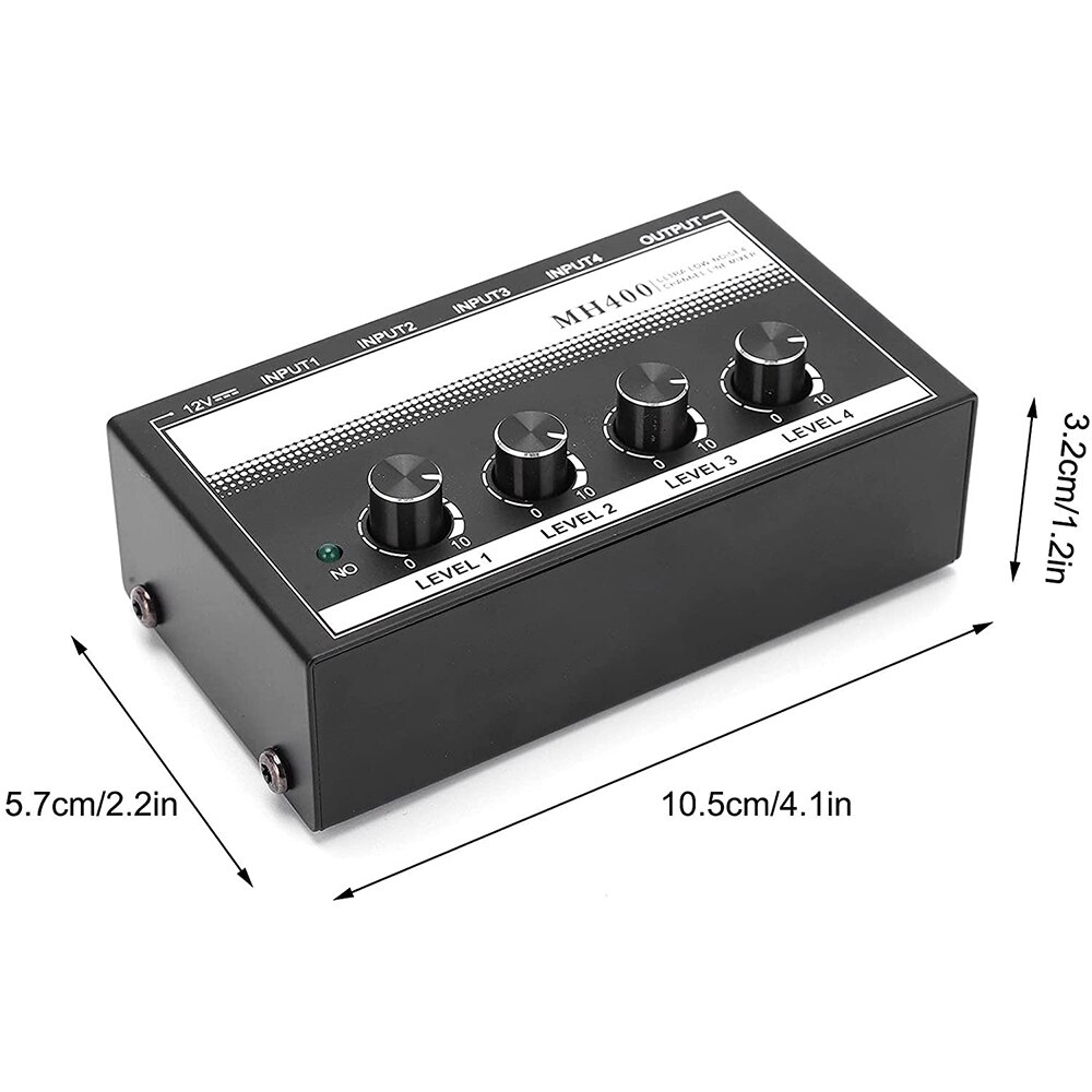 4 Channel Line Mixer Mini Audio Mixer Ultra Low Noise Mixer for Small Club Bar As Microphones Guitars Bass MH400 US EU Plug 110V