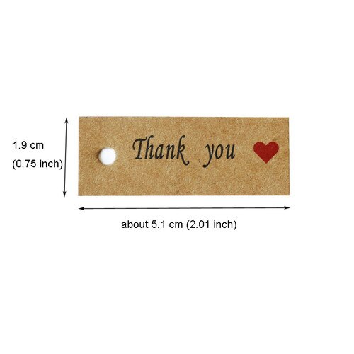 Etiquettes Merci en papier Kraft 100 pièces | Étiquettes suspendues pour emballage, étiquette de prix faite à la main, pour bonbonnière, fête d'anniversaire et mariage: thank you