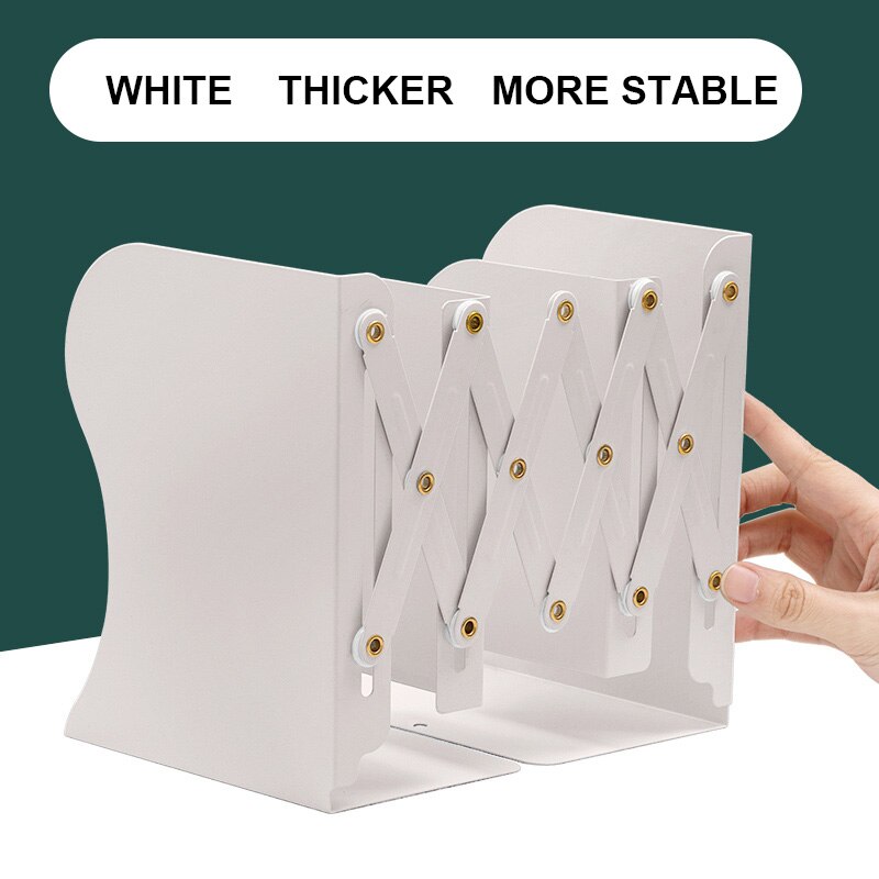 Support de rangement de livres rétractable pour étudiants, et pliable, pour papeterie de bureau et d'école: white (19.2x50cm)