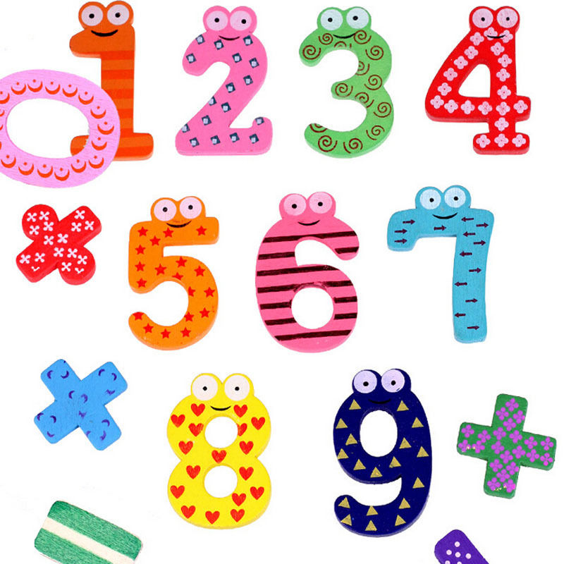 10 stk / sæt søde dyr nummer klistermærker figur læring legetøj baby børn dejlige træ alfabet køleskab magneter stick