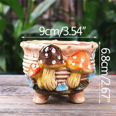 Strongwell Home Decoration Planter Mushroom Stoneware Succulent Flower Pot Living Room Decoration Planter Vintage Handicrafts: 3