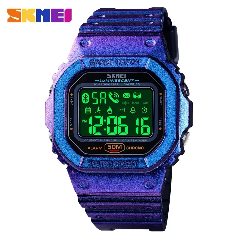 Reloj Digital deportivo SKMEI 1629 con podómetro rastreador de calorías para Iphone Huawei Xiaomi reloj masculino relojes de pulsera Bluetooth para hombre