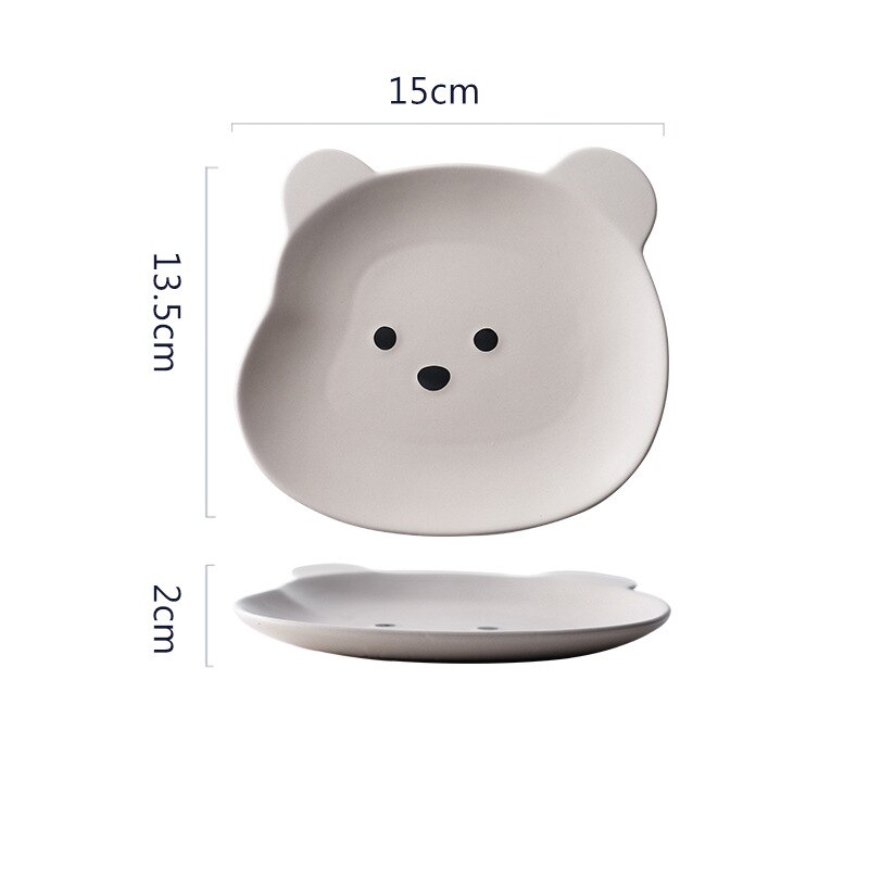 Ins bear matt keramik salladsskål söt mattallrik yoghurtskål små rätter afternoon tea dessert tallrik servis: Vit platta 6 tum