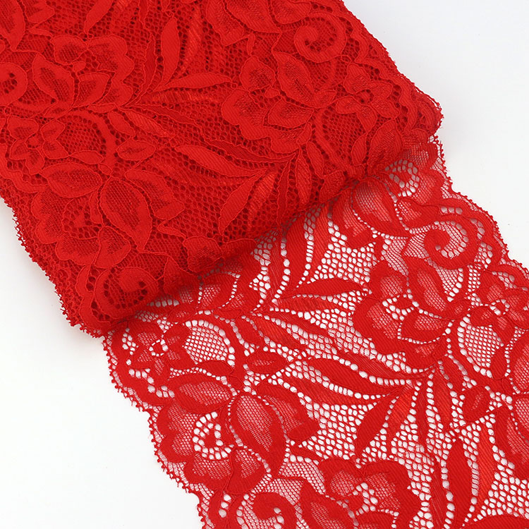 15cm Soft Elastic Floral Pattern Lace Ribbon DIY Crafts Supplies Lace Tape Dress Clothing Top Bra Decoration White Lace Trimming: Red