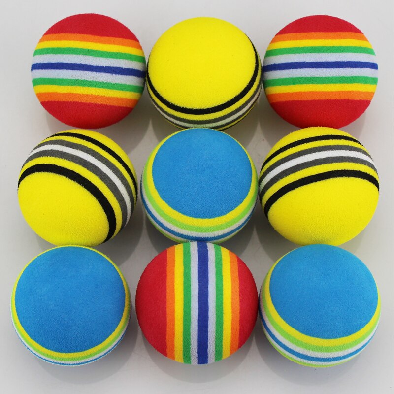 50 Stks/zak Eva Foam Golfballen Regenboog Streep Rood/Blauw/Gele Spons Indoor Praktijk Golfbal Training Aid