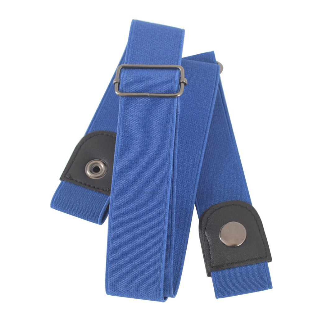 Invisible Lazy Buckle-Free Elastic Waist Belt Stretchy Women Men For Jean Pants Dress Waistband Adjustable No Hassle Girdle Band: Blue 