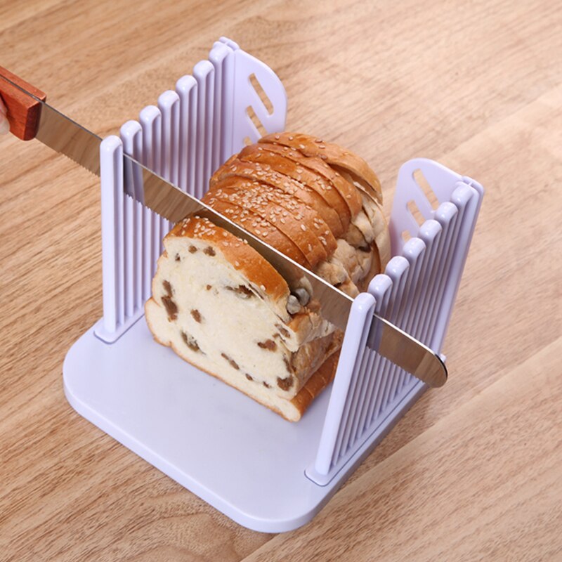 Plast foldbar og justerbar brødskiver plast splejsning toast loaf cutter rack udskæring køkken bagning tilbehør værktøj