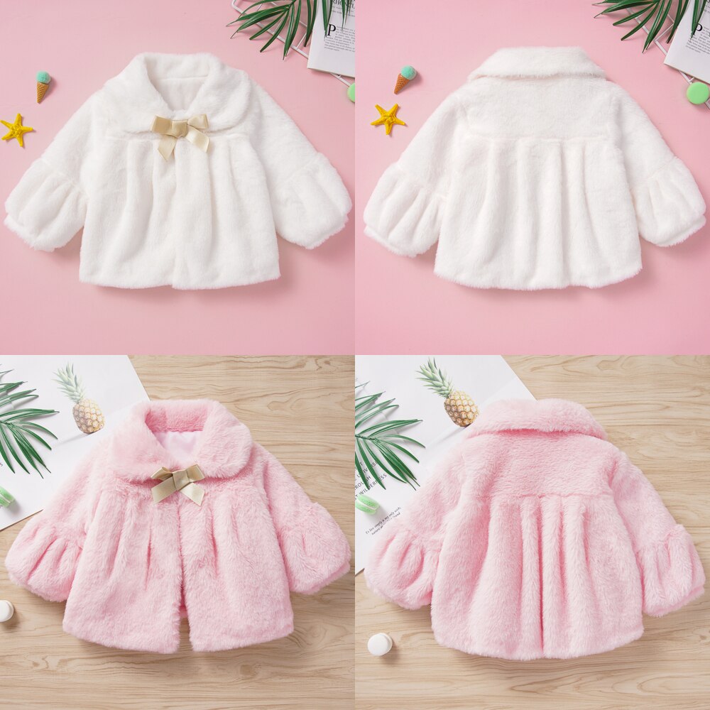 Pudcoco Winter Toddler Baby Girl Clothes Solid Color Long Sleeve Warm Coat Outerwear Cotton Clothes