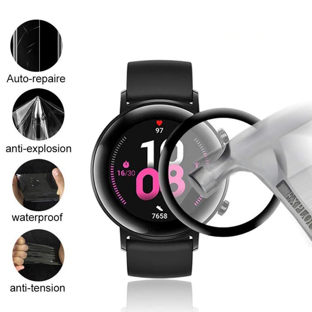 Herdet glass for huawei watch  gt2/2e 46mm/42mm polymer full beskyttelsesfilm huawei watch  gt 2 42/46 mm skjermbeskytter
