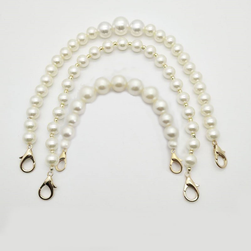 DIY Sweet Faux Pearl Beaded Handbag Strap Women Lady Purse Belts White Replacement Bag Handle Shoulder Bag Strap Bag Accessories