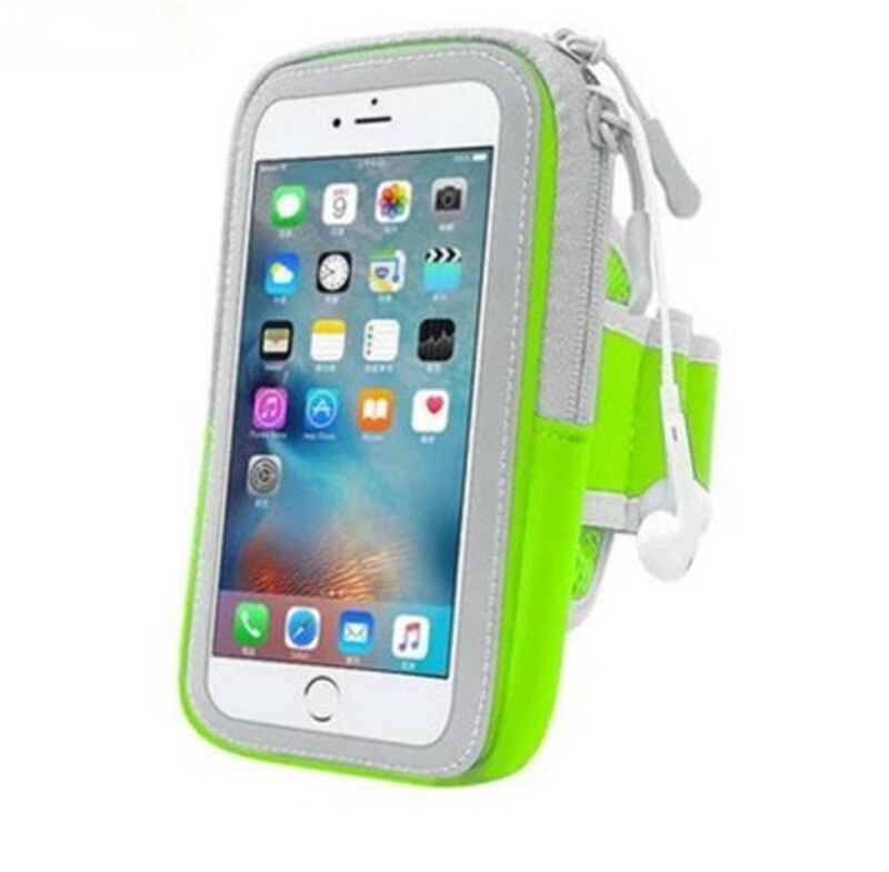 Mobiltelefon holder sag armbåndsrem med lynlås pose / mobil træning løb sport til apple iphone 6 7 8 ipod touch armbånd: Grøn