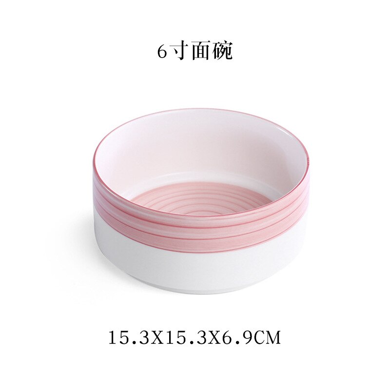 Nordic Stijl Huishoudelijke Keramische Servies Set Netto Rode Eenvoudige Schotel Japanse Creatieve Europese Gerechten Schotel Thee Set: 6 inch noodle bowl