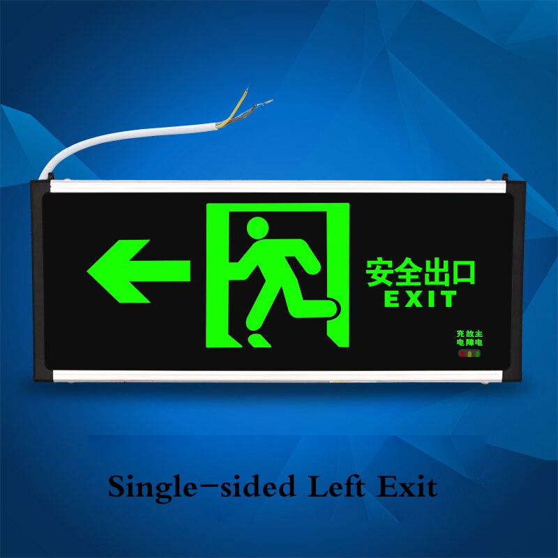 national standard safety exit sign led fire emergency light emergency passage evacuation sign light: Single side Left