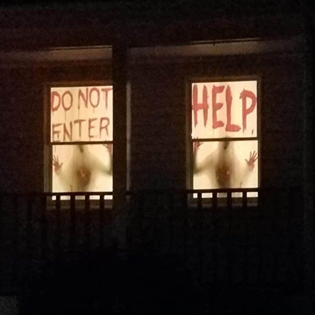 2PCS Halloween Masquerade Party Haunted Houses Decoration Window Poster “HELP DO NOT ENTER” Letter Terror Wall Stickers F99