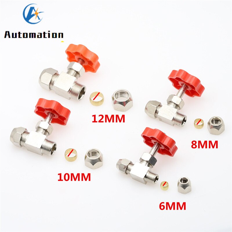 1 stücke Ball Ventil 6mm 8mm 10mm 12mm Rohr Orange Kunststoff Griff Metall Hochdruck dauerhaft rohr Nadel Typ Globus Ventil
