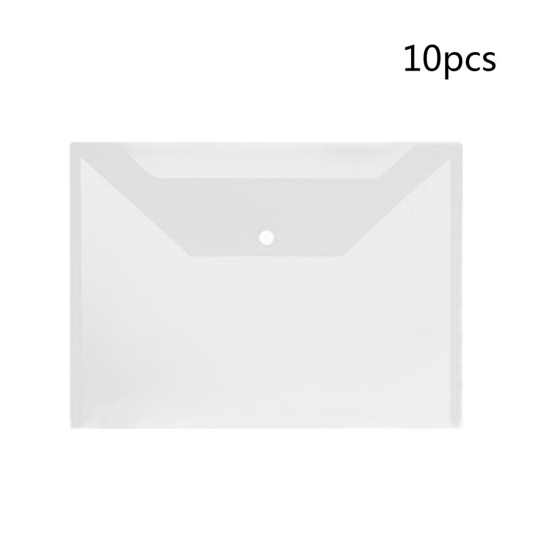 10Pcs Clear File Wallets Set Document Storage Bag Letter Size File Folder with Pocket Button Lock for Office Women Men: White